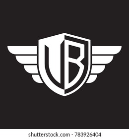Initial two letter logo shield with wing