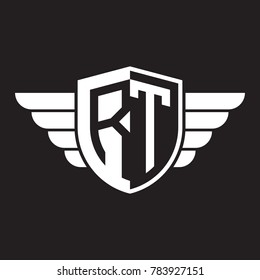 Initial two letter logo shield with wing