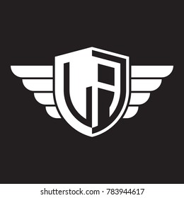Initial two letter logo shield with wing