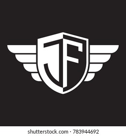 Initial two letter logo shield with wing