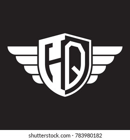 Initial two letter logo shield with wing