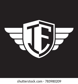 Initial two letter logo shield with wing