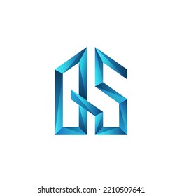 initial two letter QS house real estate logo vector