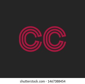 Initial two letter red line shape logo on dark background vector CC