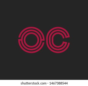 Initial two letter red line shape logo on dark background vector OC