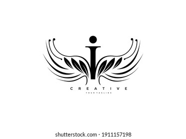 Tipografía inicial de FLourig Logogram Beauty Wings Logo