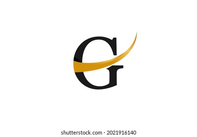 Initial Typography G Stylish Swoosh Gold Logo