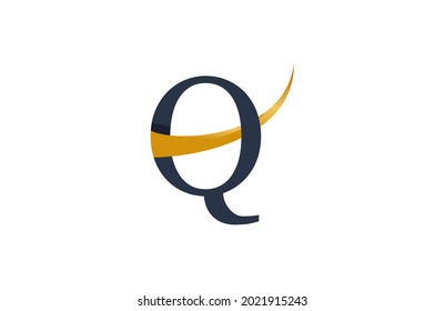 Tipografía inicial Q Elegante Logotipo de oro Swoosh