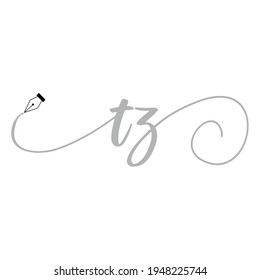 Logo inicial RZ escritura a mano ilustración comercial moda simple