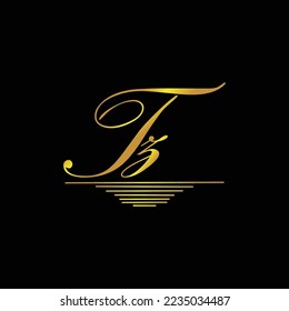 Initial TZ logo signature elegant gold element