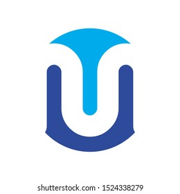 Initial U Blue Abstract Logo Design Vector