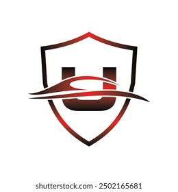 Initial U Car Auto Shield Dealership Modern Geometric Business Design Logo