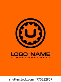 Initial U circle gear logo template vector