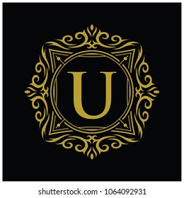 Initial U with a circular decoration Logo Design Template. Letter Icon Logo. Vector Illustration.