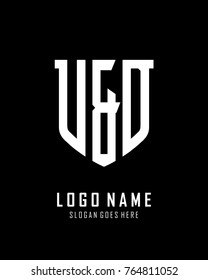 Initial U & D abstract shield logo template vector