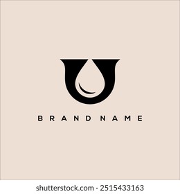 initial U drop or oil clean modern minimal logo vector