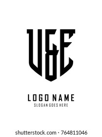 Initial U & E abstract shield logo template vector