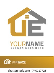 Initial U & E real estate logo template vector