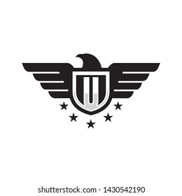 Initial U eagle shield logo template vector