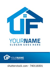 Initial U & F real estate logo template vector