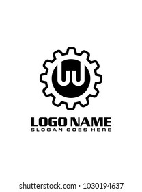 Initial U & U gear logo template vector