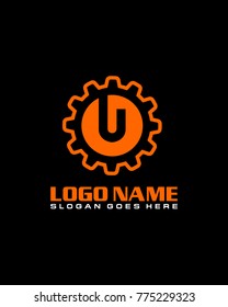 Initial U gear logo template vector