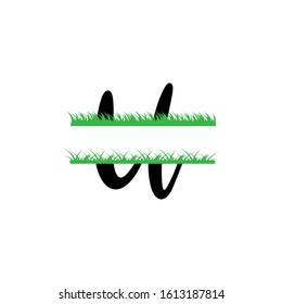 Initial u grass monogram split letter vector isolated