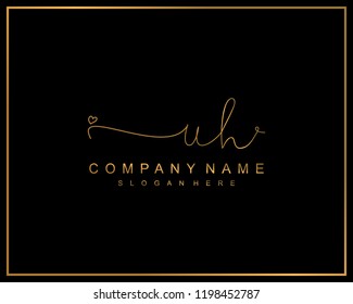 Initial U H handwriting logo template vector