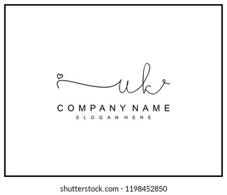Initial U K handwriting logo template vector