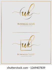 Initial U K UK handwriting logo vector. Letter handwritten logo template.