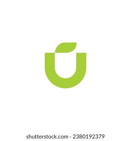 Initial U leaf Logo Design. Growth Letter U