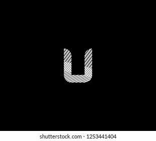 Initial U Letter Abstract Stripes Transition Monogram Logotype