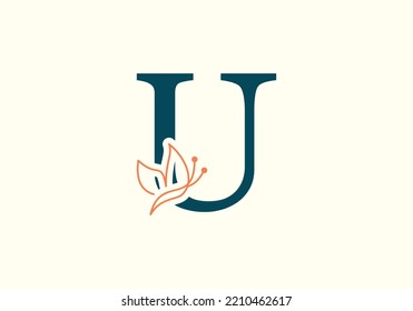 Initial U Letter alphabet with  Butterfly Logo. Initial Butterfly Sign Concept Template.
