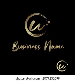 Initial u Letter with circle paintbrush for Cosmetic, boutique, make up, jewelry, spa and massage, salon, soap homemade, Handcraft Business Logo Vector Concept