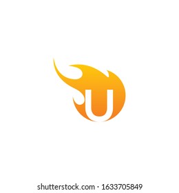 Initial U letter with fire logo Vector design.