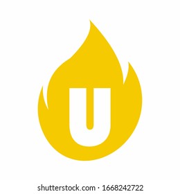 Initial U letter fire logo, Vector design.