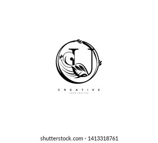 initial U letter linked rounded shape luxury flourishes ornament logo