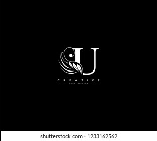 Initial U letter luxury beauty flourishes ornament monogram logo