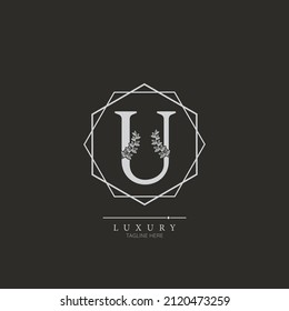 Initial U letter luxury beauty flourishes ornament monogram logo