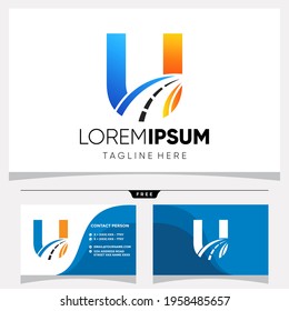 Initial U Letter Road Way Logo Design Vector Graphic