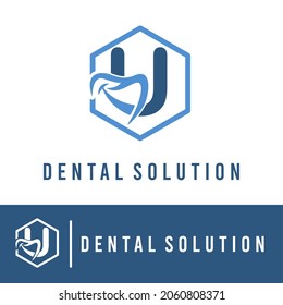 Initial U Letter with Smile for Dental Clinic Business logo Concept. Teeth Care. Dentist Orthodontist Health Care Medical Modern Logo Template