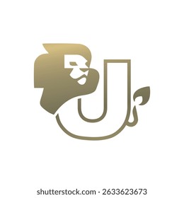 Initial U Lion Head Elegant logo icon vector design