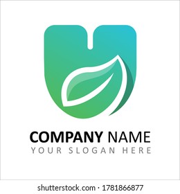 initial u logo nature leaf