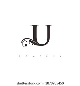 logotipo inicial de la U con símbolo de ornamento