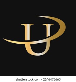 Initial U Logo Template Vector Icon Design. U Letter Logotype Gold Color Luxury Sign Vector Concept