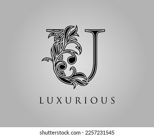 Initial U Luxury Logo Icon. Classic Floral U Letter Logo Design Vector.	