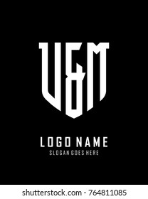 Initial U & M abstract shield logo template vector