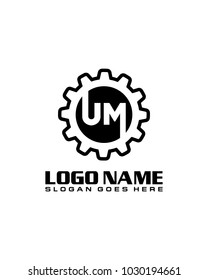 Initial U & M gear logo template vector