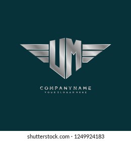 Initial U M wing logo template vector