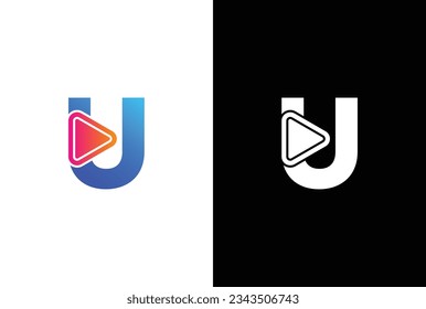 Initial U Media Logo, letter U with Play button, Usable for Brand and company Logos, Flat Design Logo Template, vector illustration